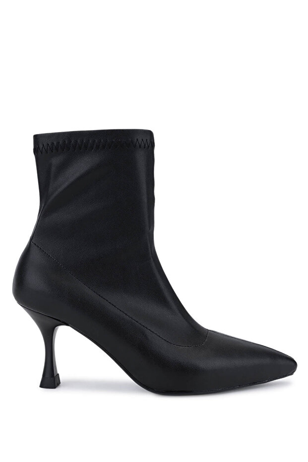 Women's Genuine Leather Black Heeled Boots