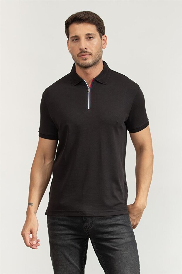 Men's Polo Neck T-Shirt Black