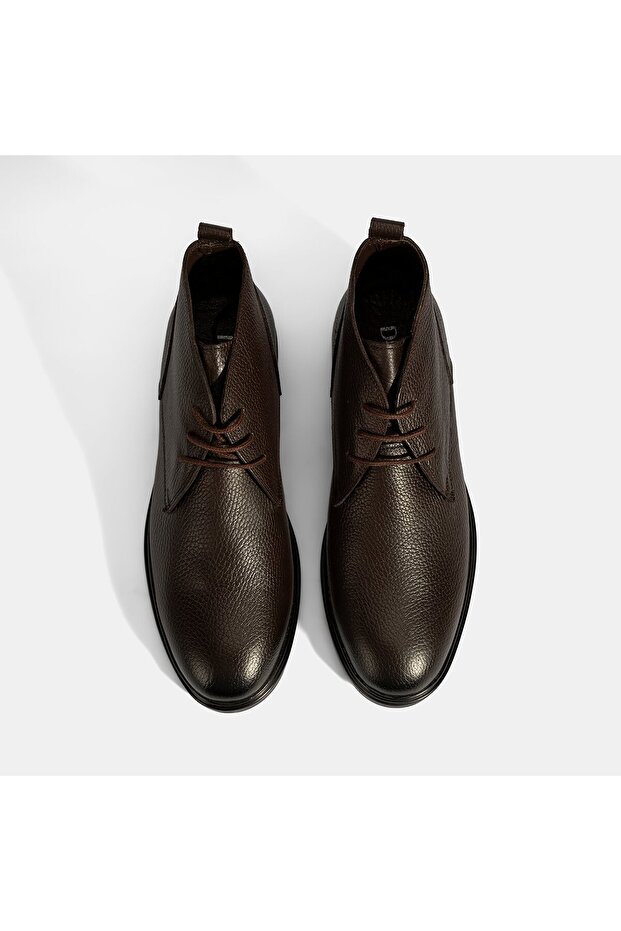 Erkek Kahve Bağcıklı Deri Bot - 7