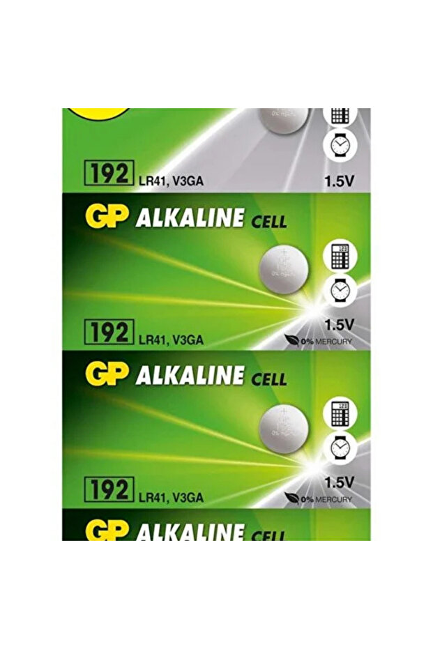 10-Pieces GP (192) LR41 (AG3) Alkaline Cell 0% Mercury 1.5V Batteries - 4