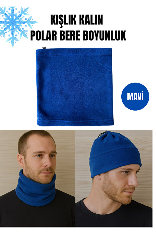 Kışlık Kalın Polar Boyunluk Bere - 1