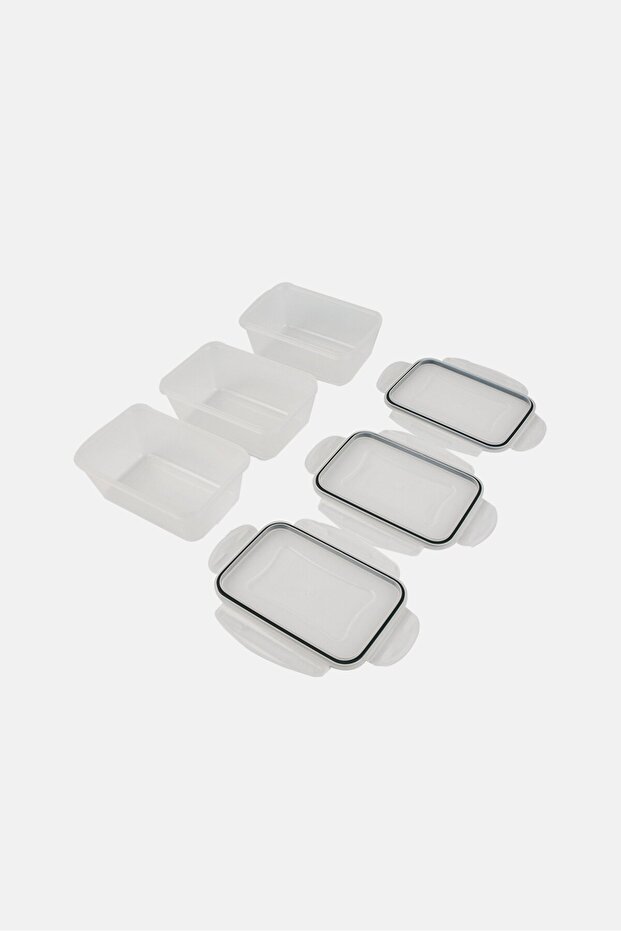6 Piece Rectangular Storage Set, Transparent - 1