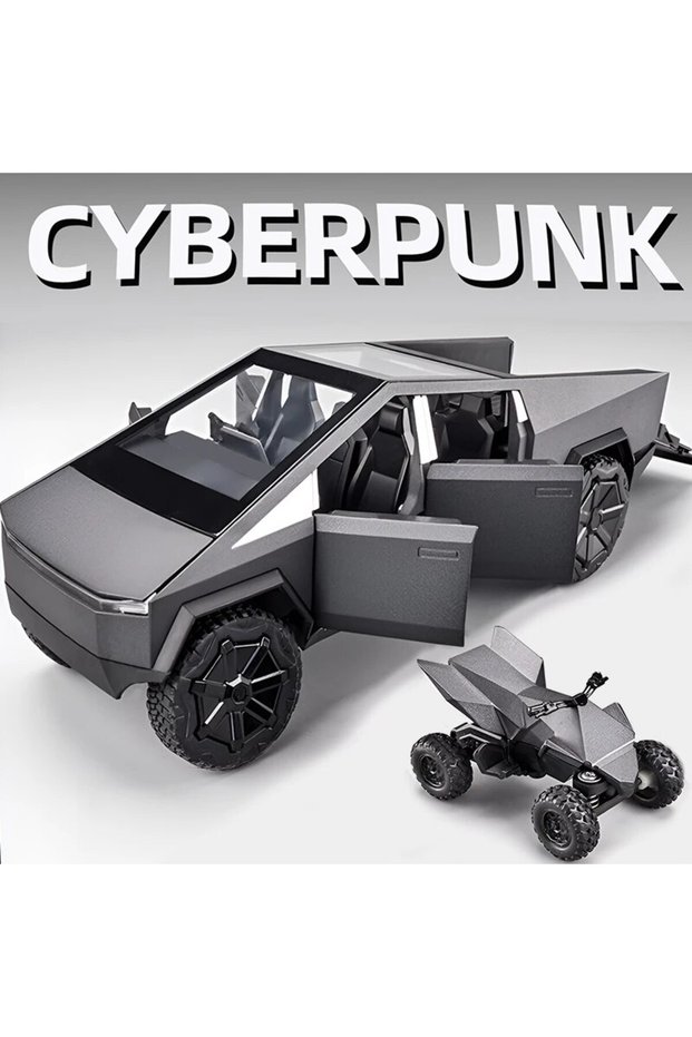 1/32 Tesla Cybertruck Pickup Metal Model Off Road Collection Pull and Drop with Sound and Light (Without Box)