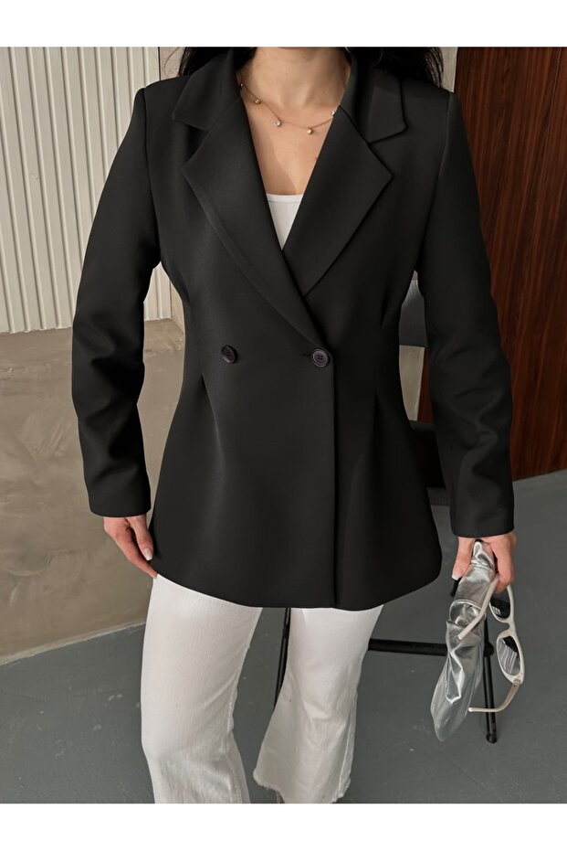 Double Button Blazer Jacket - 2