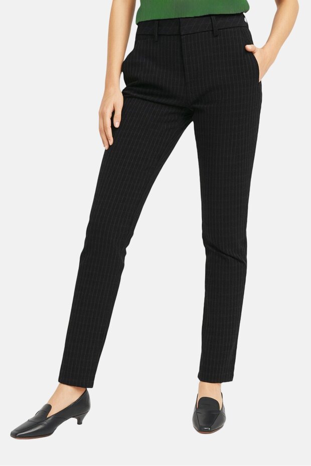 Women Cigarette Fit Checkered Straight Leg Pants, Black