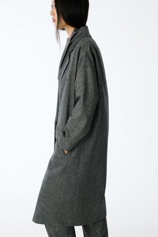 Oversize Midi Antrasit Kaban - 5