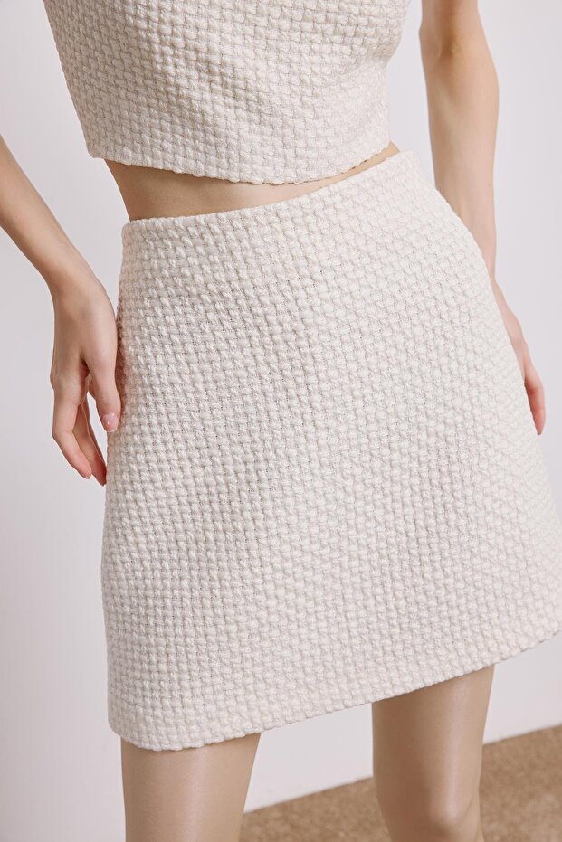 Tüvit Ekru Mini Etek - 6