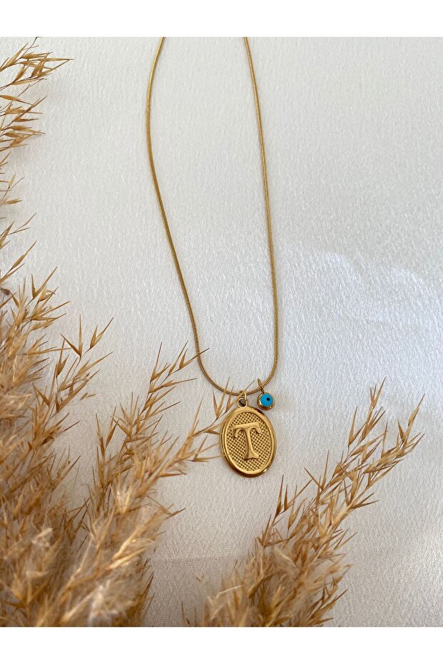 Jeweler Model Evil Eye Beaded Letter Steel Necklace