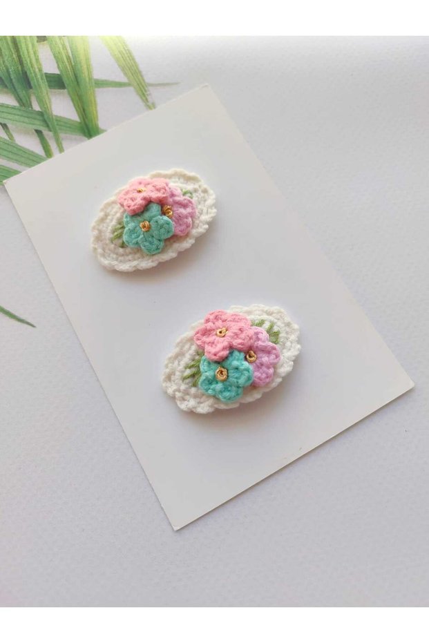 Crisp and Flowery 100% Cotton Hairless Baby Hair Clip Set of 2 Handmade Baby Gift Newborn Baby Hair Clip