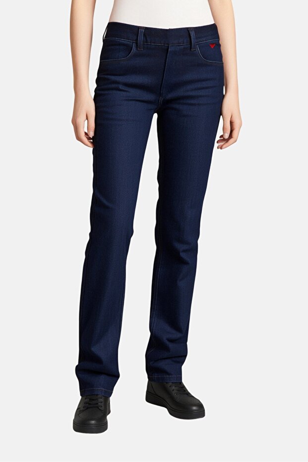 Women Regular Fit Washed Stretchable Denim Jeans, Navy Blue