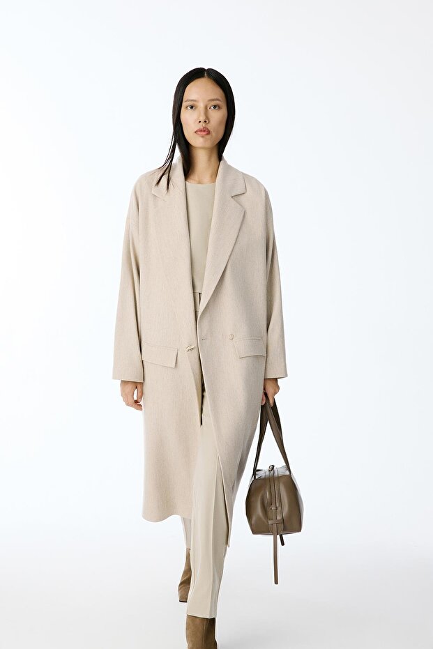 Oversize Midi Bej Kaban - 8