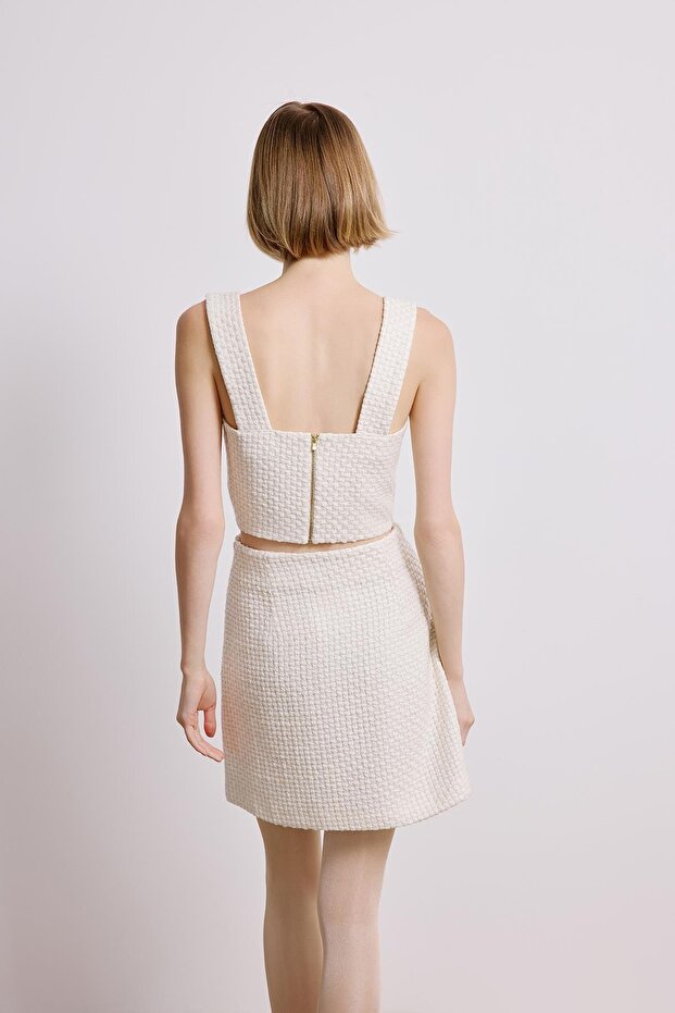 Tüvit Ekru Mini Etek - 7