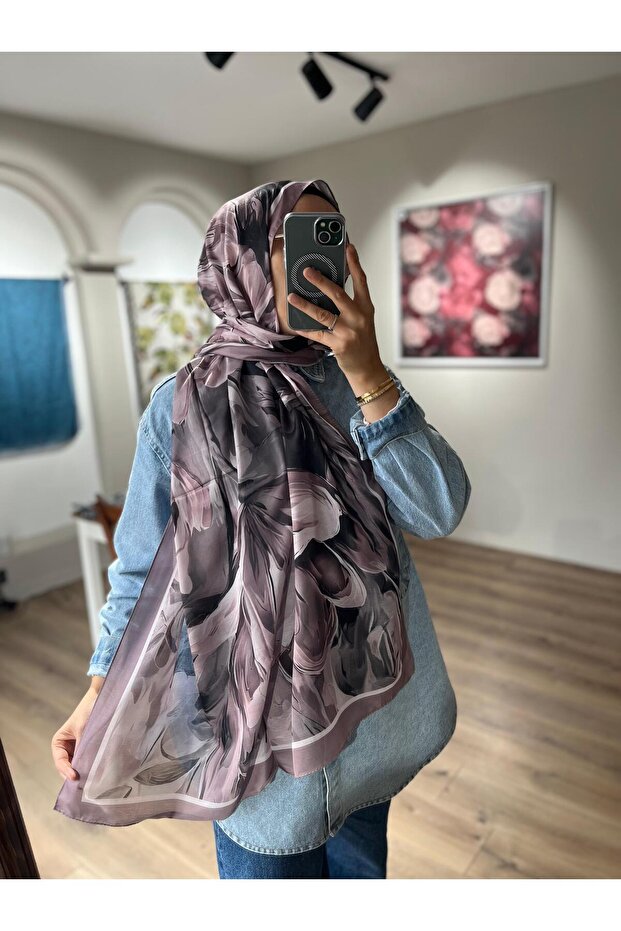 Flower Pattern Elegans Soft Shawl - Purple - 5