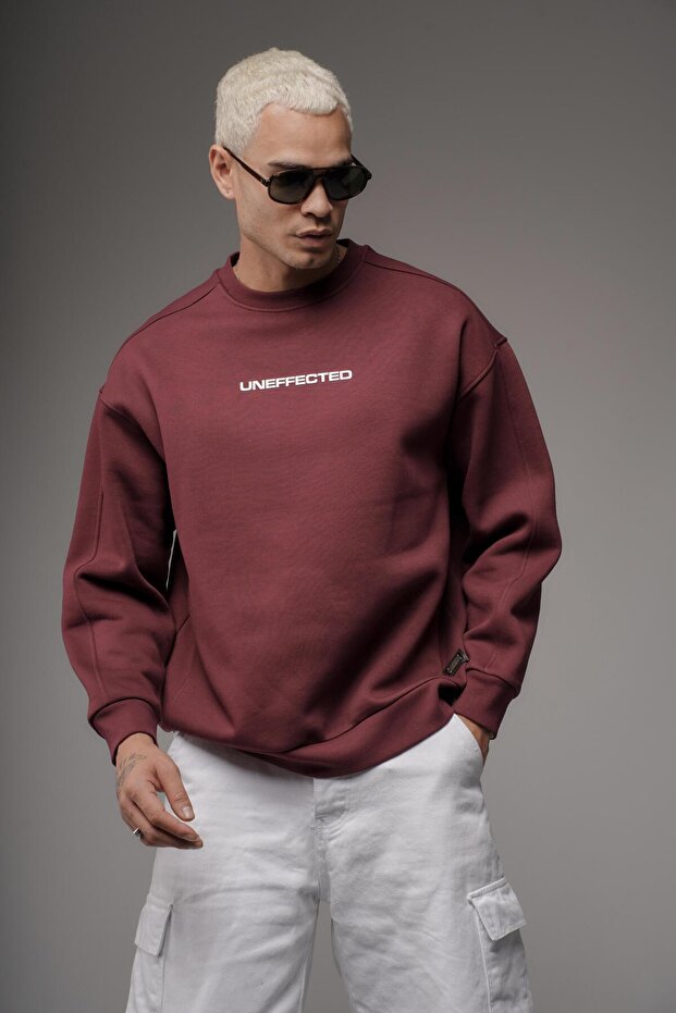 Oversize Kalıp UNEFFECTED Baskılı Sweatshirt - 1