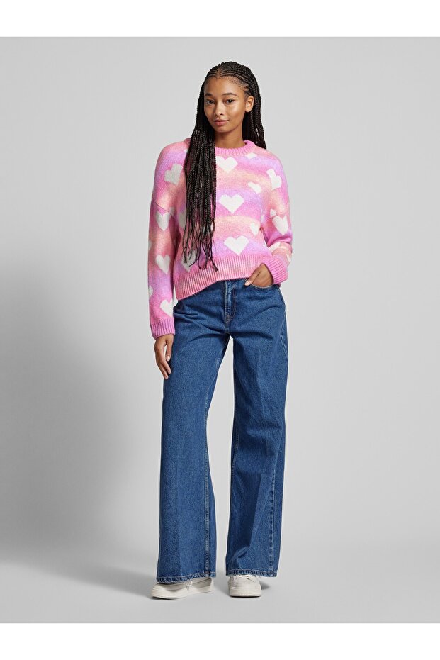 Kalp Desenli Triko Kazak - 3