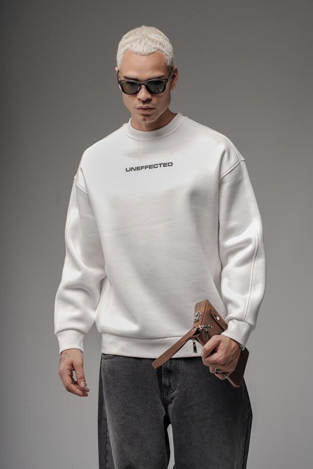 Oversize Kalıp UNEFFECTED Baskılı Sweatshirt - 1