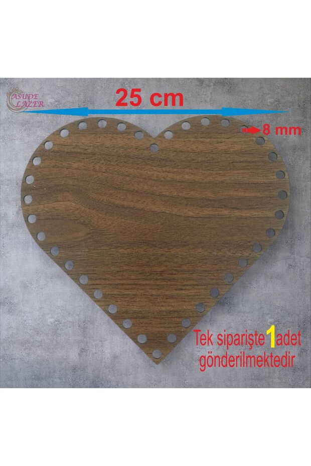 Wooden Heart Walnut 25 cm 1 Piece Bamboo Tray Knitting Plate Supla Perforated Base Crochet Base Craft Basket Base
