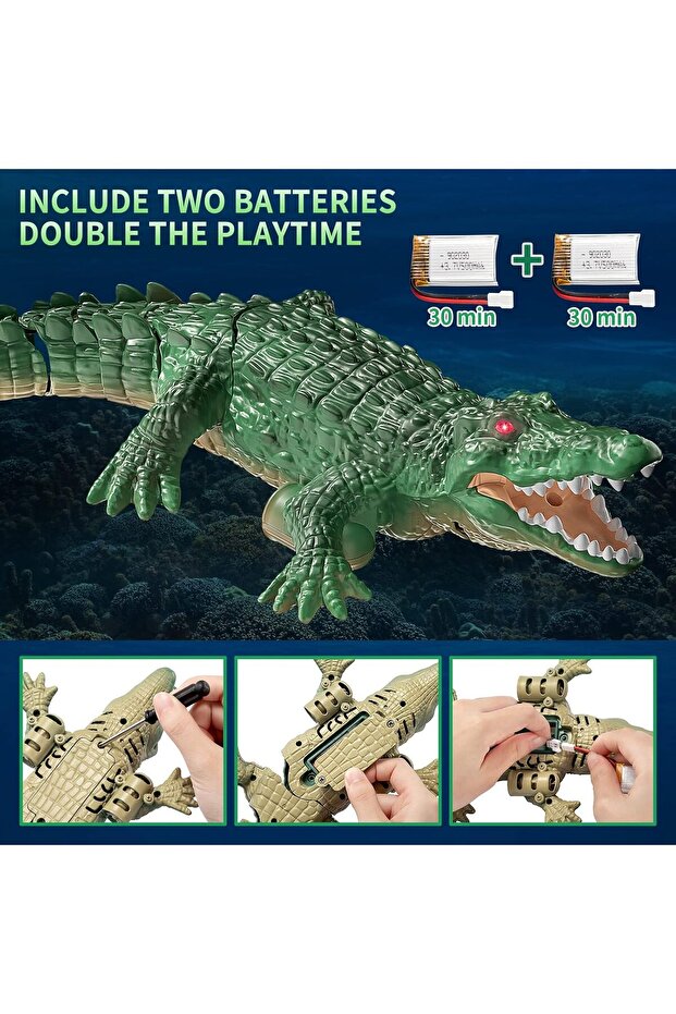 Remote Control Crocodile, High Simulation Scale Prank Alligator with Luminous Eyes, for Pool, B - 4