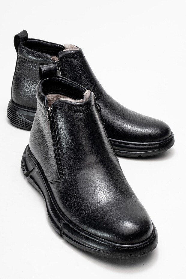 Genuine Leather, Water Resistant, Fur Lined, Warm Slip-On Leather Boots