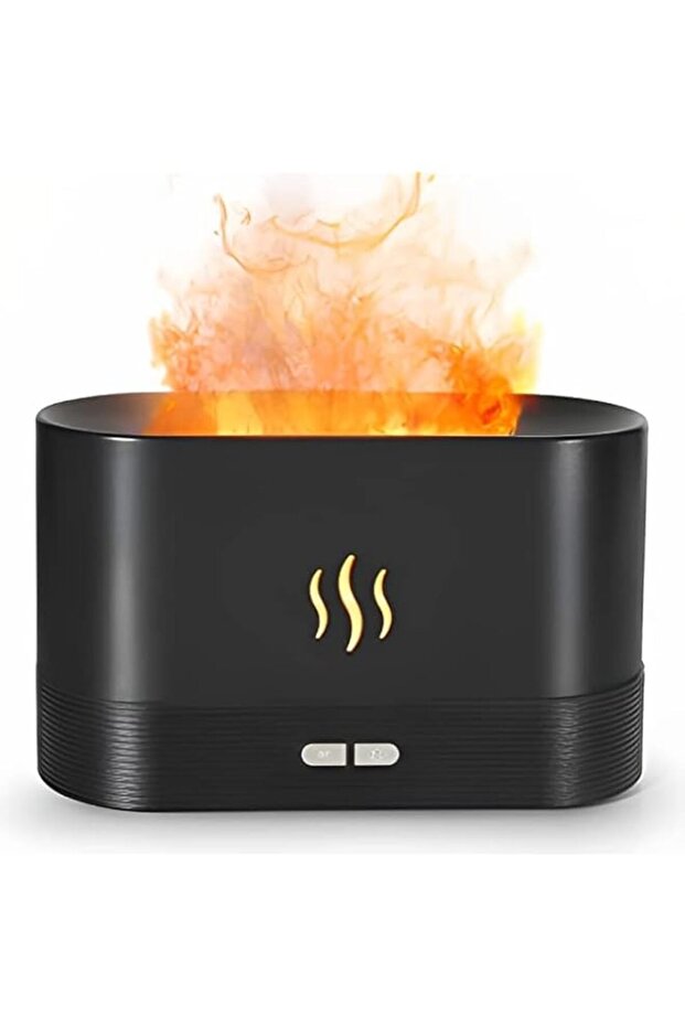 Flame LED Aroma Diffuser, Essential Oil Humidifier, Auto-Off Protection, Black