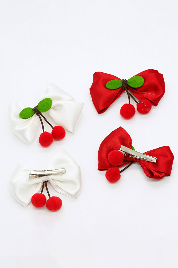 مشبك جانبي بتصميم فيونكة مع شكل الكرز - 2