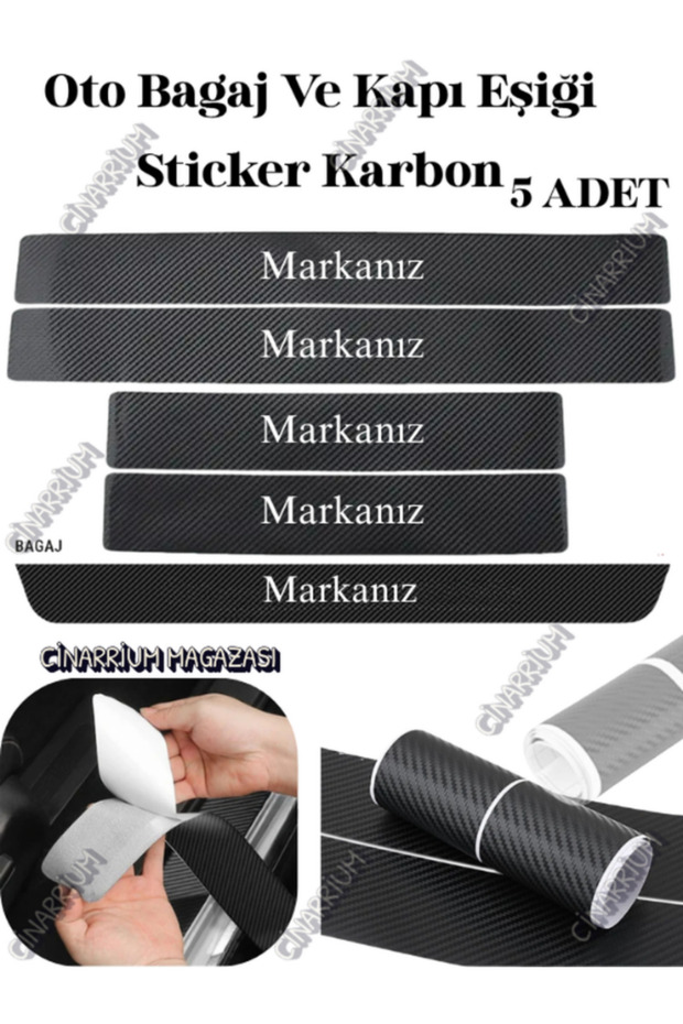 Renault Modus Premium Series Accessory Auto Trunk and Door Sill Sticker Set Carbon 5-Piece