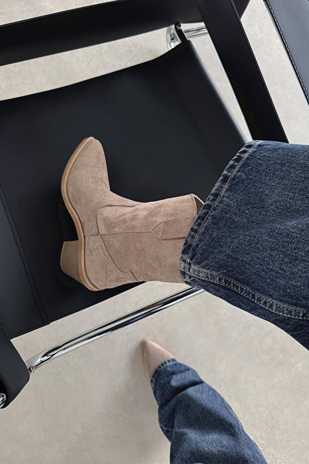 Maven Kadın Süet Topuklu Bot Vizon - 3