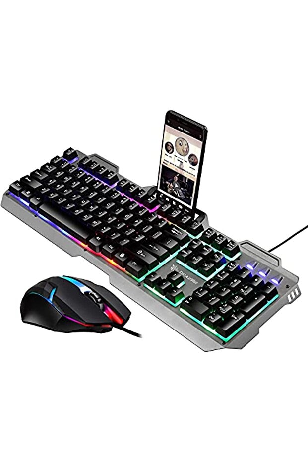 Keyboard and Mouse Combo for Gaming by DataZone, RGB Backlit, Model AK-800 (Black), USB - 1