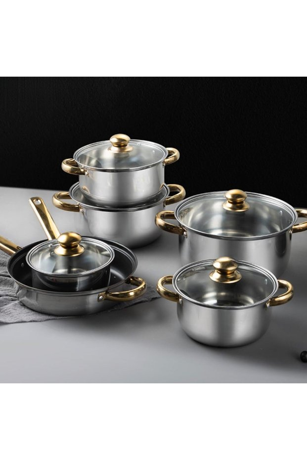 Stainless Steel Pots and Pans Set, 12 Piece Superior Stainless Steel Nonstick Pots and Pans Set