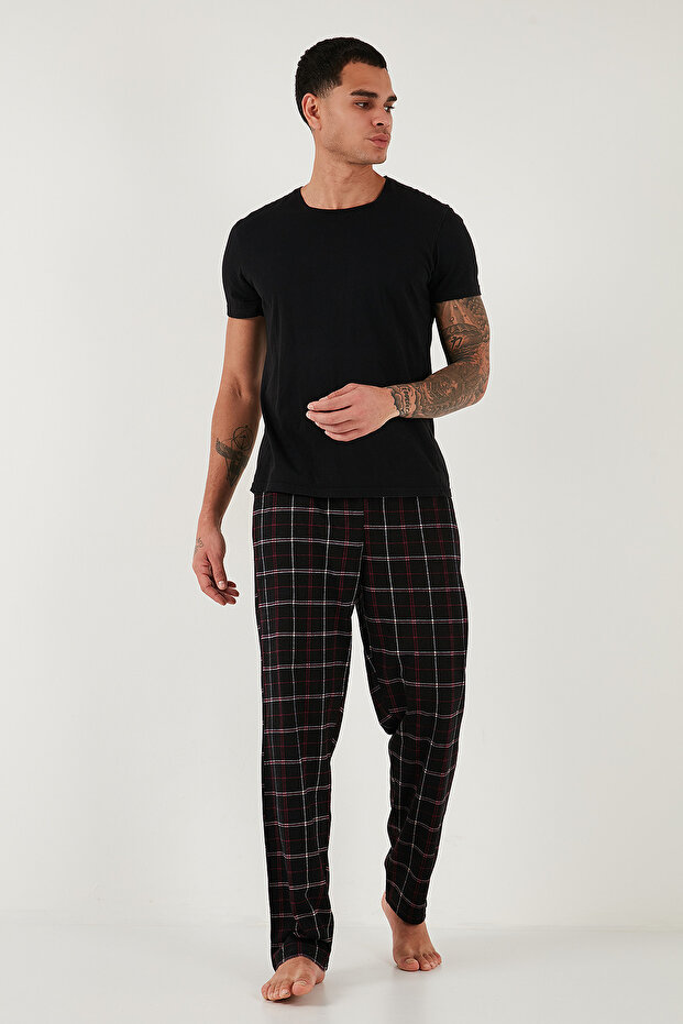 Pamuklu Regular Fit Normal Bel Düz Paça Cepli 2'li Paket Pijama Altı Erkek PİJAMA ALTI 65740 - 4