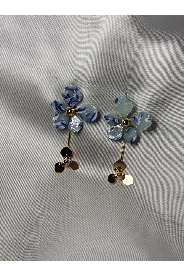 Flora Renkli Gold Küpe - 3