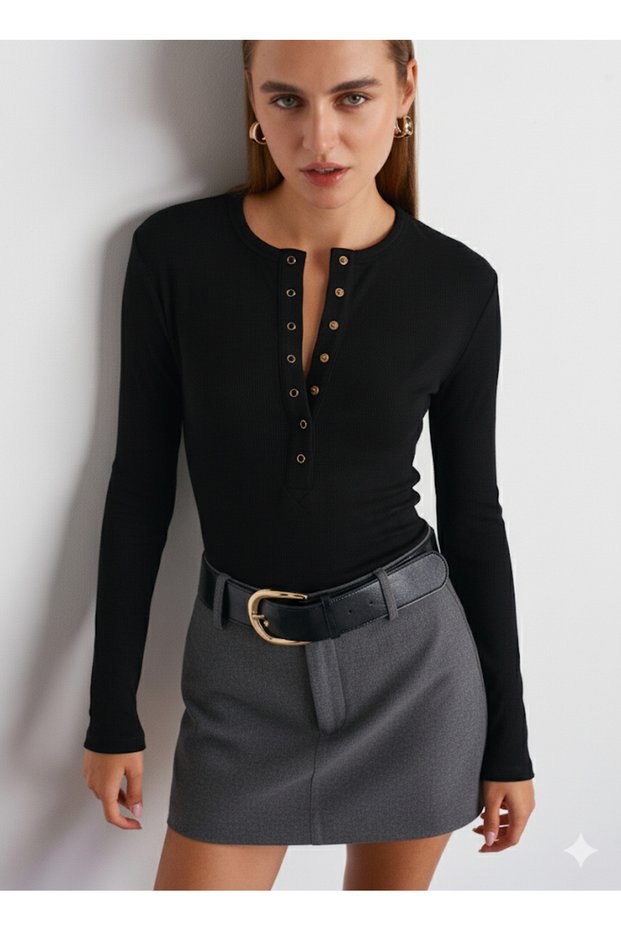 32024 Snap-Top aus Modal-Mischgewebe – Schwarz