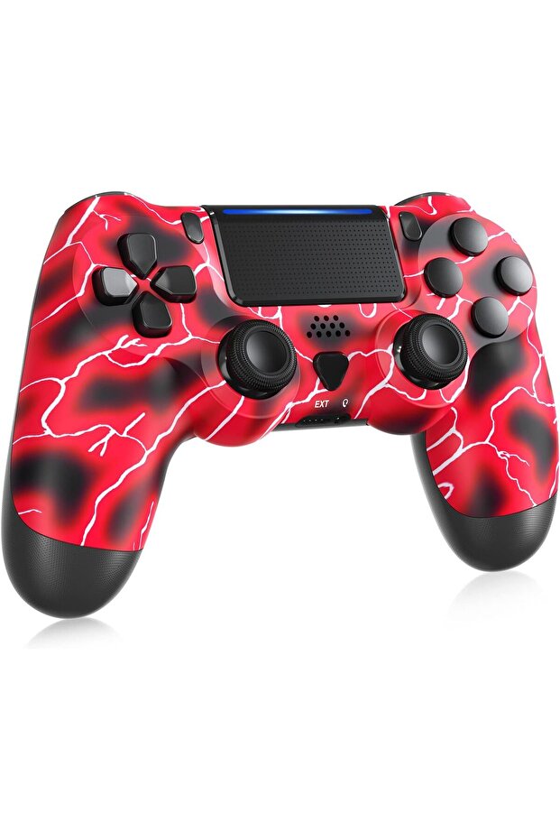 SHINXIN Wireless PS4 Controller — Dual Vibration, 6-Axis Motion, Speaker, Touchpad (Red) - 1