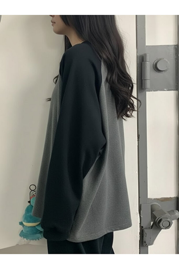 سويت شيرت راجلان بأكمام أنثراسايت أساسي للجنسين - 4