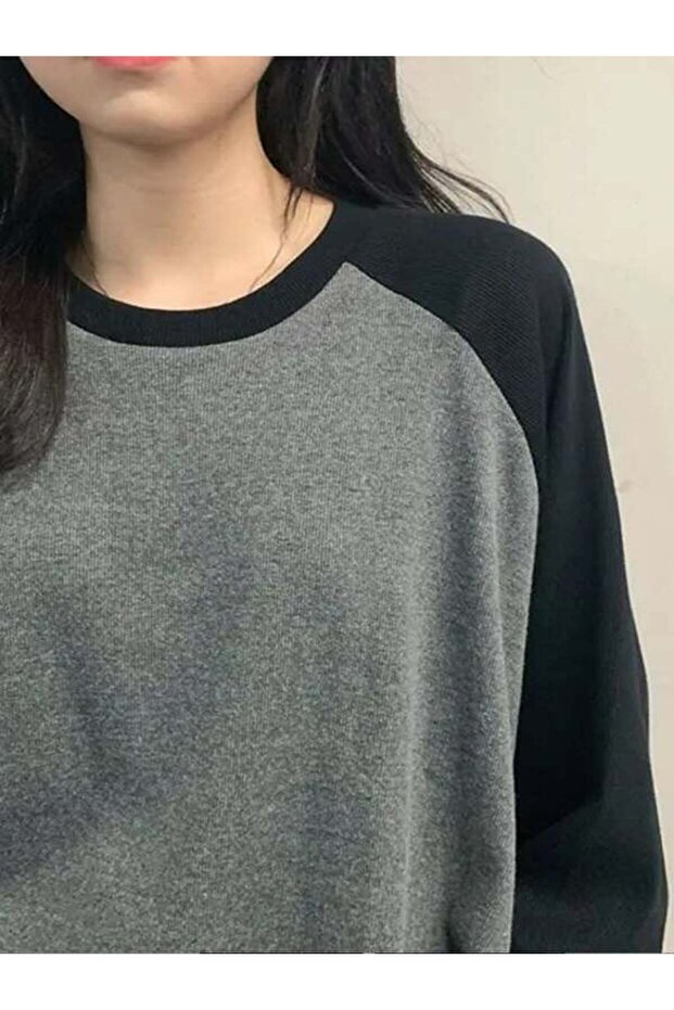 سويت شيرت راجلان بأكمام أنثراسايت أساسي للجنسين - 3