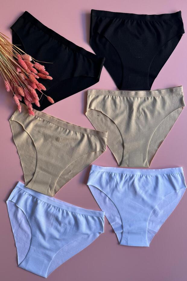 Laser Cutting 6-Pack | Seamless Cotton Triangle Non-Marking Women's Panties 50E27
