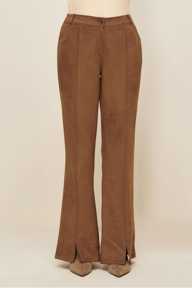 Slit Detail Suede Pants 70904