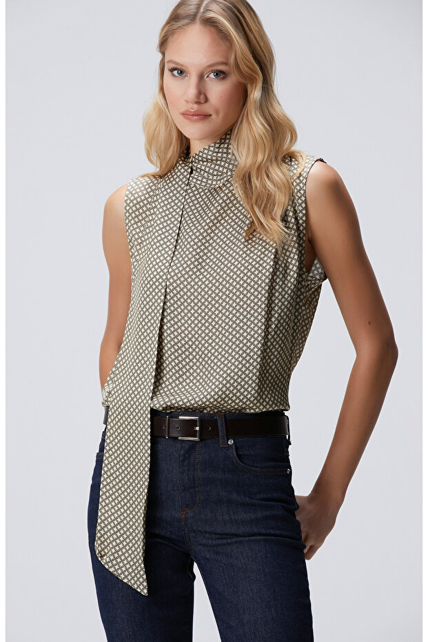 Sarı Desenli Bluz - 4