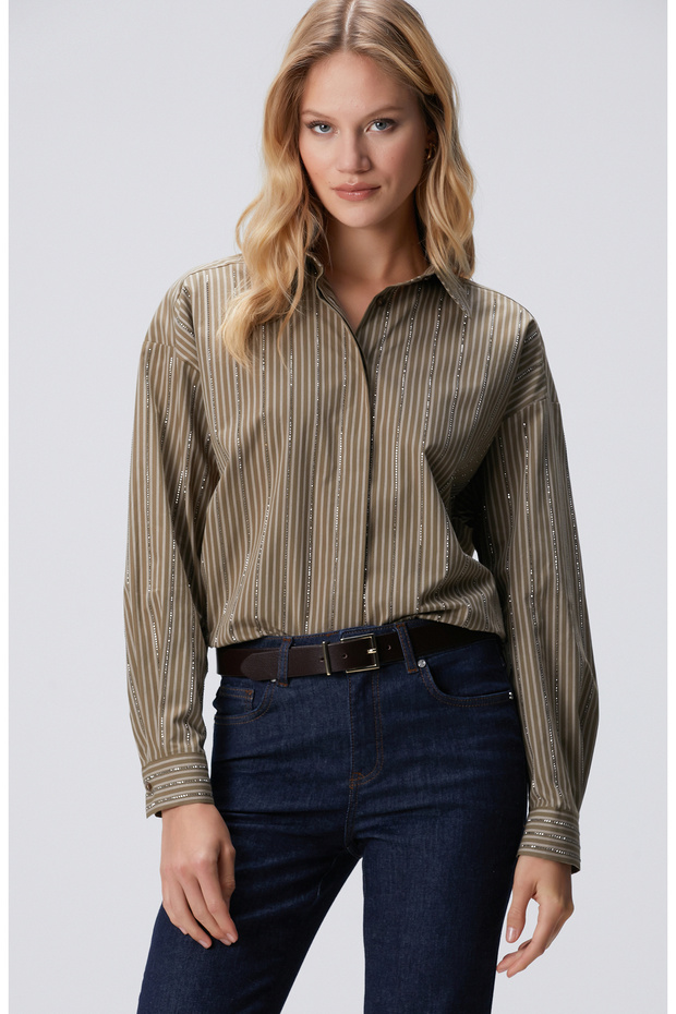 Koyu Haki Oversize Gömlek - 1