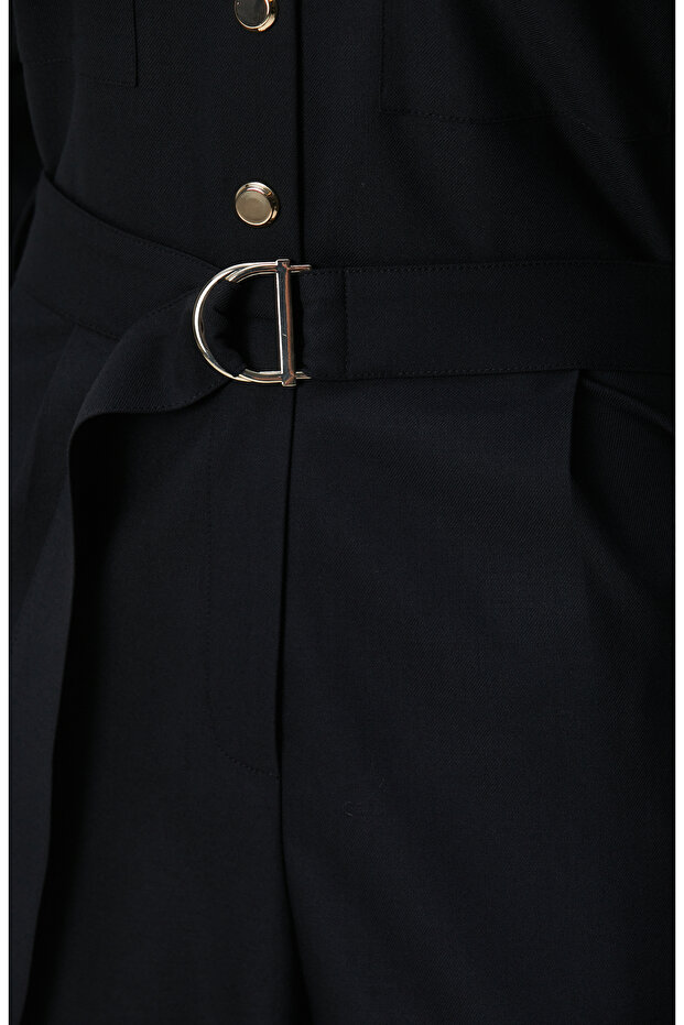 Siyah Cep Kapaklı Tulum - 6