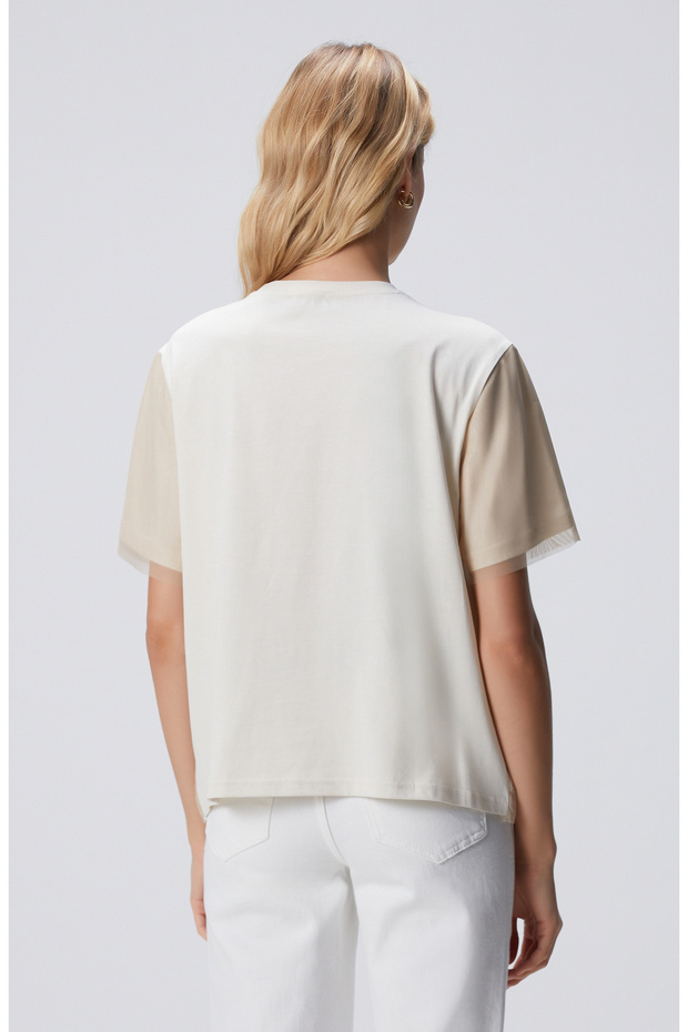 N-Tech Açık Bej Örme T-shirt - 5