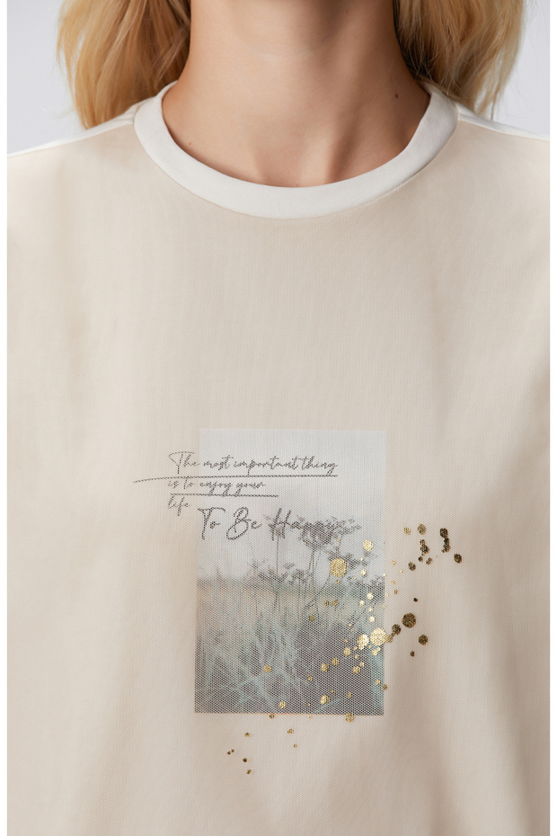 N-Tech Açık Bej Örme T-shirt - 6