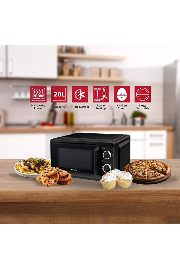20L Microwave Oven 700W with 6 Power Levels, Timer Defrost Function, 30 Minutes Timer, Fast - 2