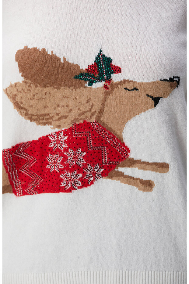 Kırık Beyaz Triko Kazak - 6