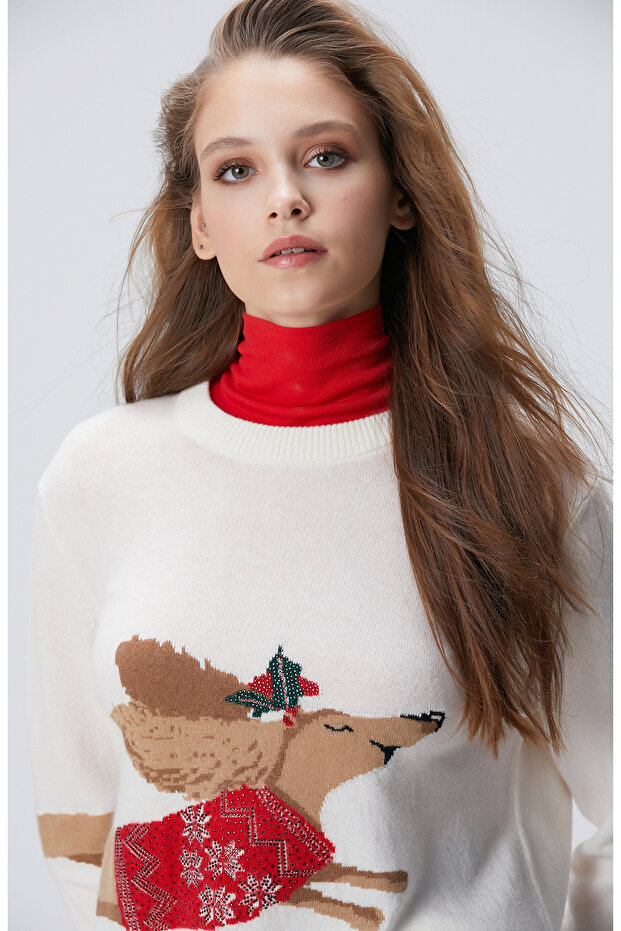 Kırık Beyaz Triko Kazak - 2