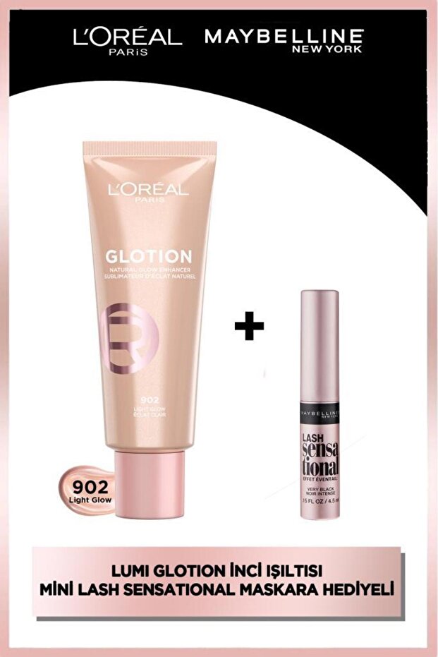 Glotion All-in-one Doğal Işıltı 902 - Light Glow 40 ml Likit Aydınlatıcı & Mini Lash Maskara - 1