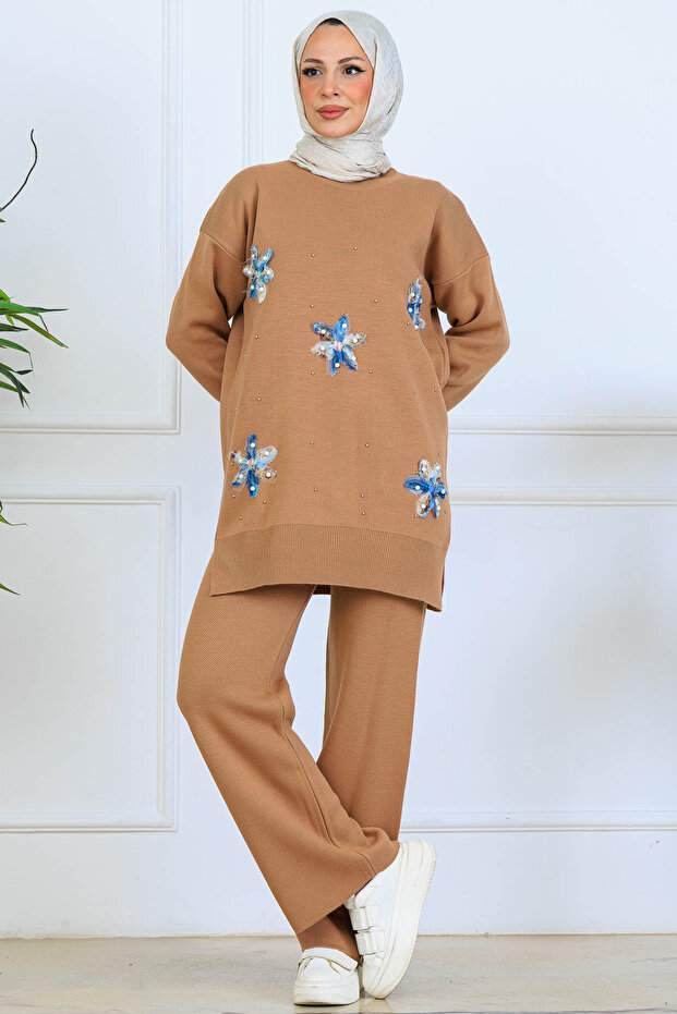 Floral Knitwear Set S1006 Mink