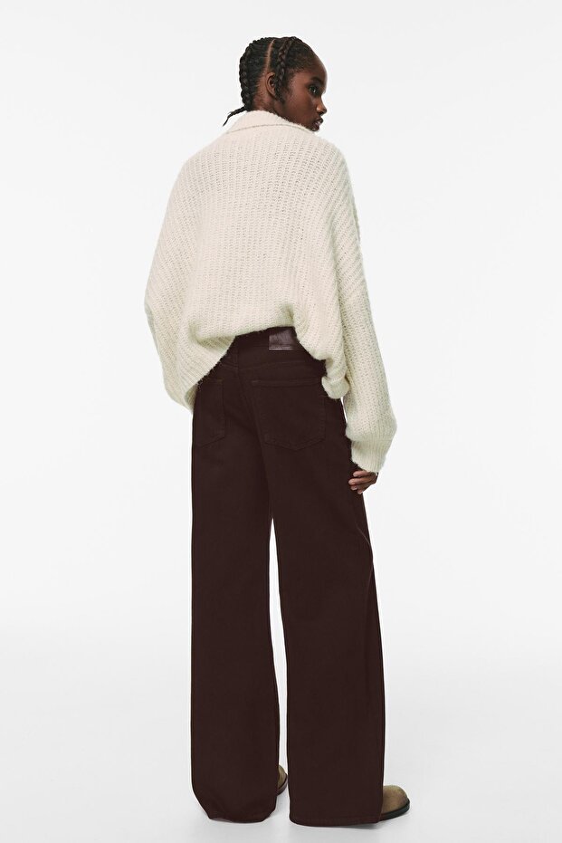 Çapraz belli geniş paça jean - 2