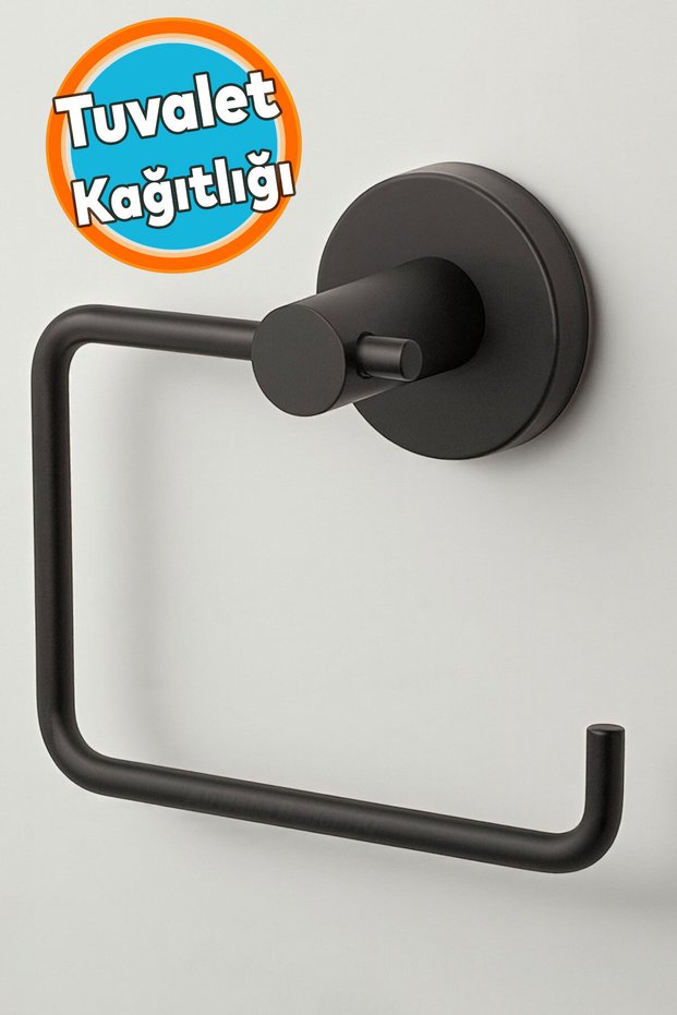 Capless Toilet Paper Holder with Screws Black Stainless Metal Wall Mounted Toilet Roll Holder Bathroom Accessory