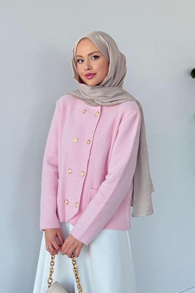 Sumud Triko Hırka Pembe - 3